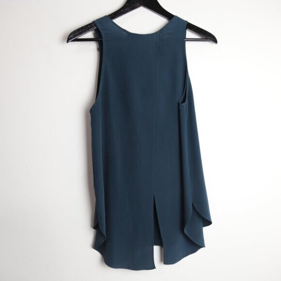 Aritzia Wilfred 100% Silk Teal Flowy Crepe Tank Top Blouse Size Small - Picture 6 of 7
